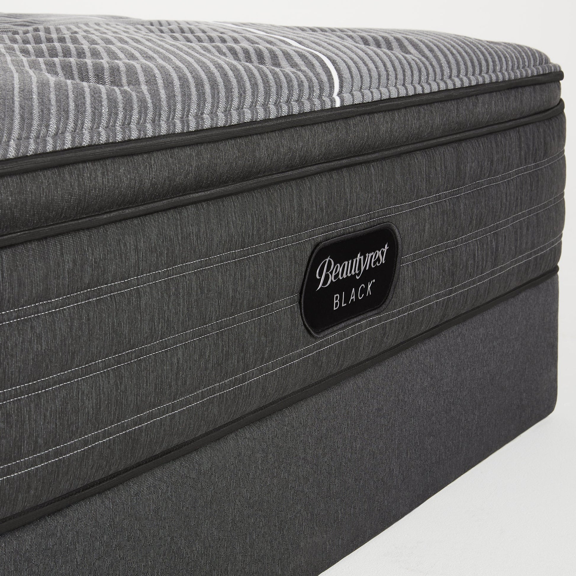 Beautyrest Black B-Class Plush Pillow Top Mattress Front Close Up Image