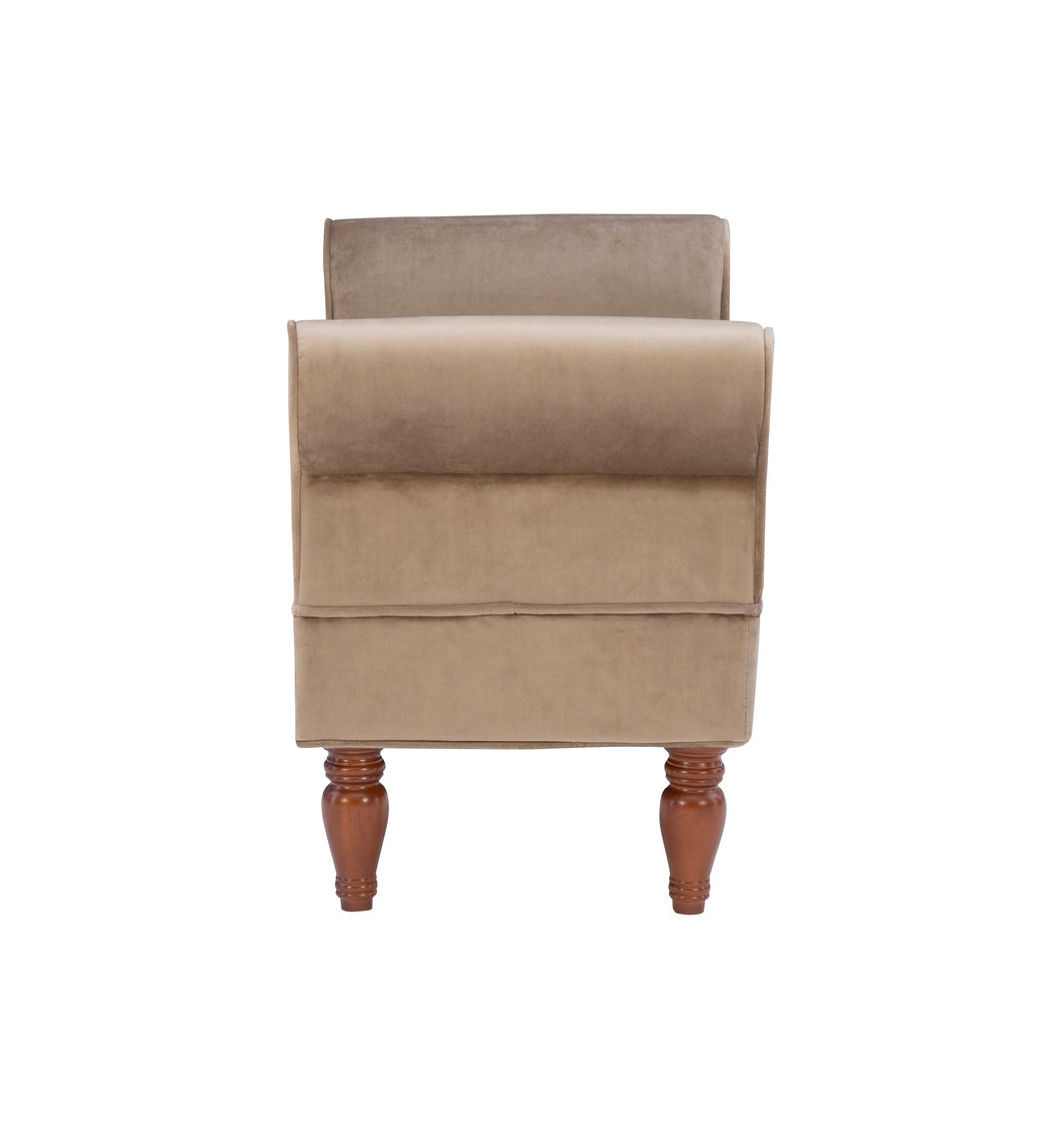 Lillian Upholstered Bench in Coffee side view