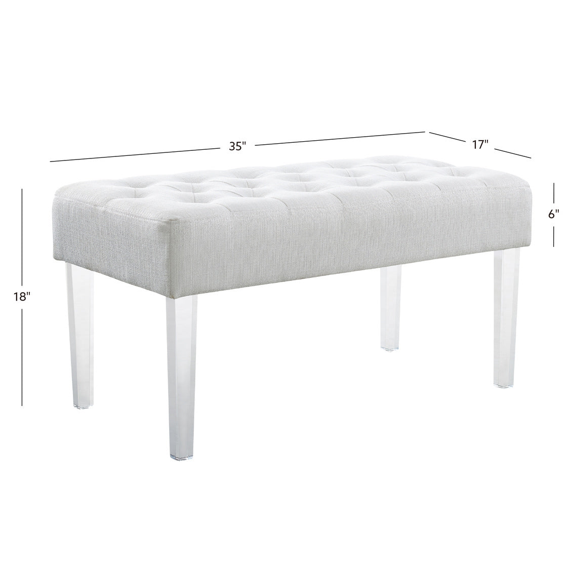 Ella Acrylic Leg Upholstered Bench Lurex-measurements