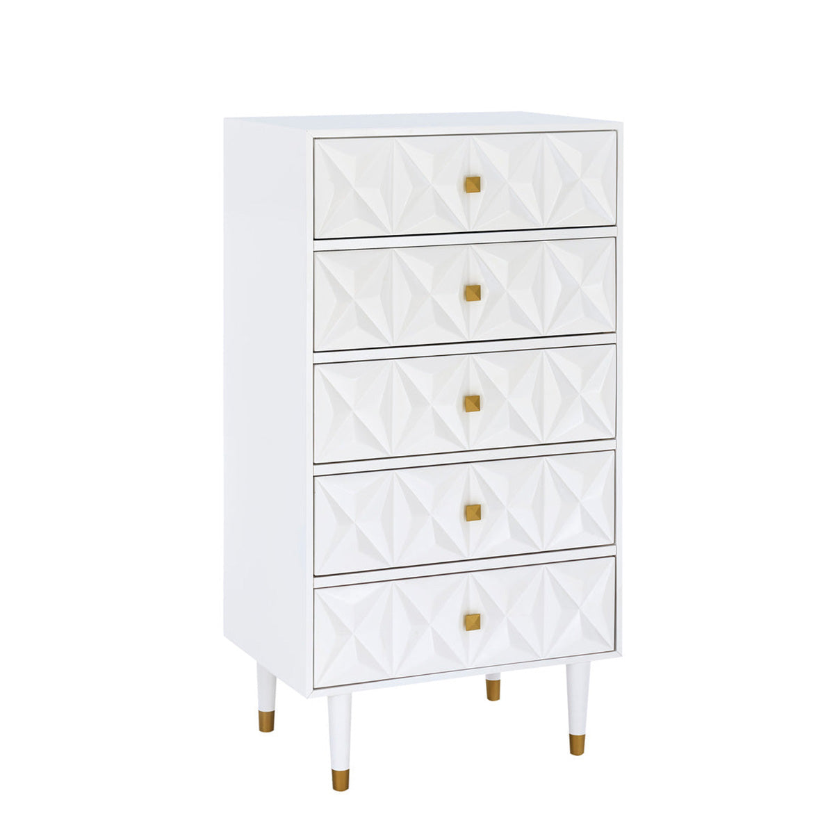 Linon Geo 5-Drawer Dresser in White