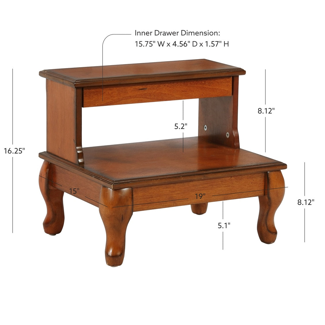 Beatrice Bed Steps with Drawer-measurements