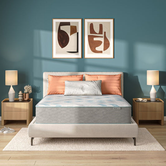 BeautySleep Simple Escape Medium Hybrid Mattress Lifestyle In Room