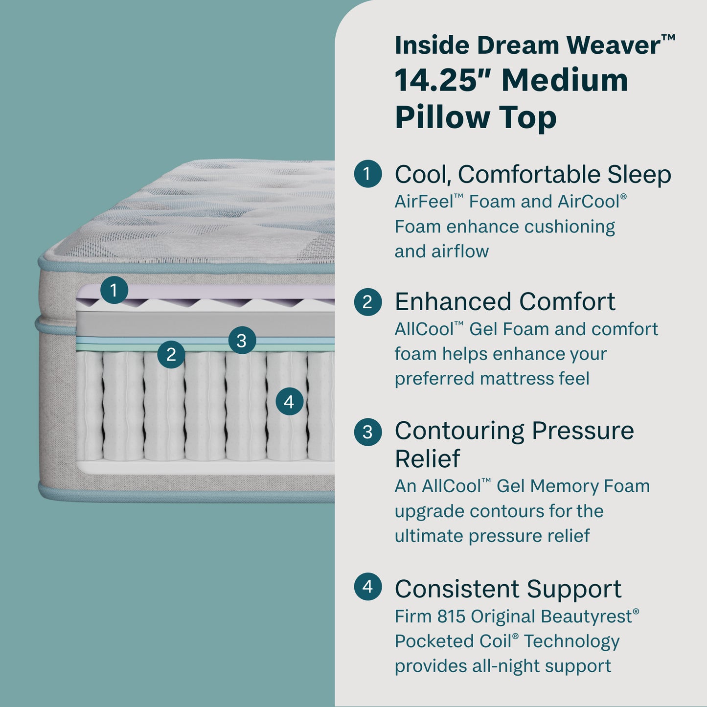 BeautySleep Dream Weaver Medium Pillow Top Mattress Cutaway