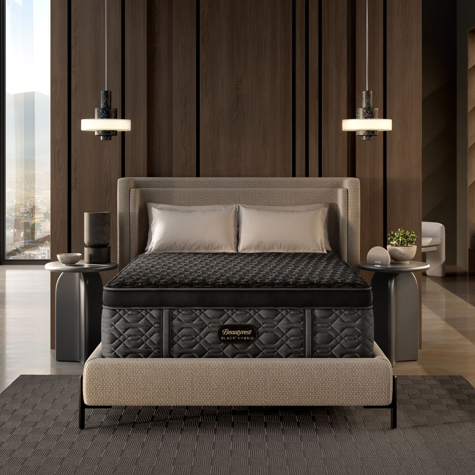 Beautyrest Black Series Four Firm Apex Top Hybrid Mattress In Room