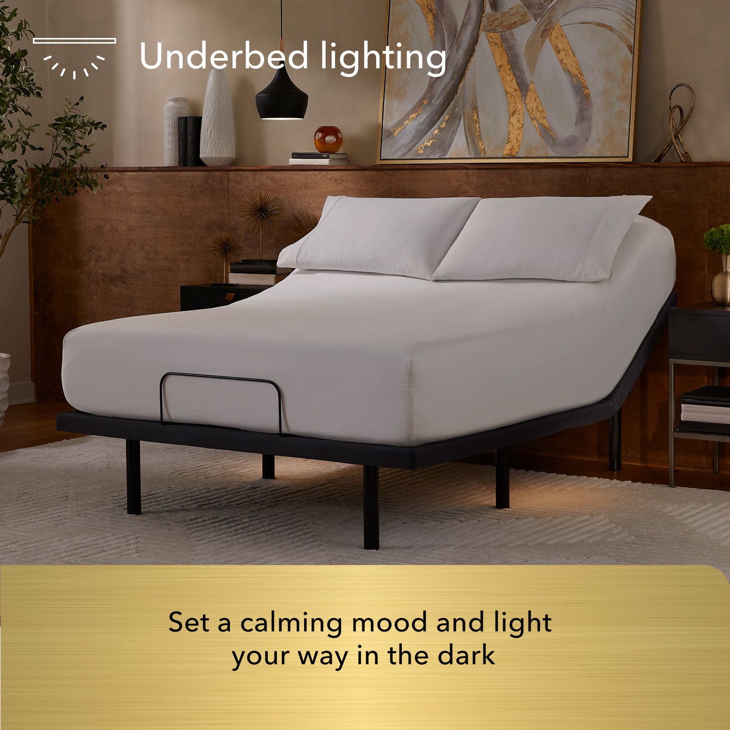 baselogic Gold Adjustable Bed Base - Underbed lighting feature details
