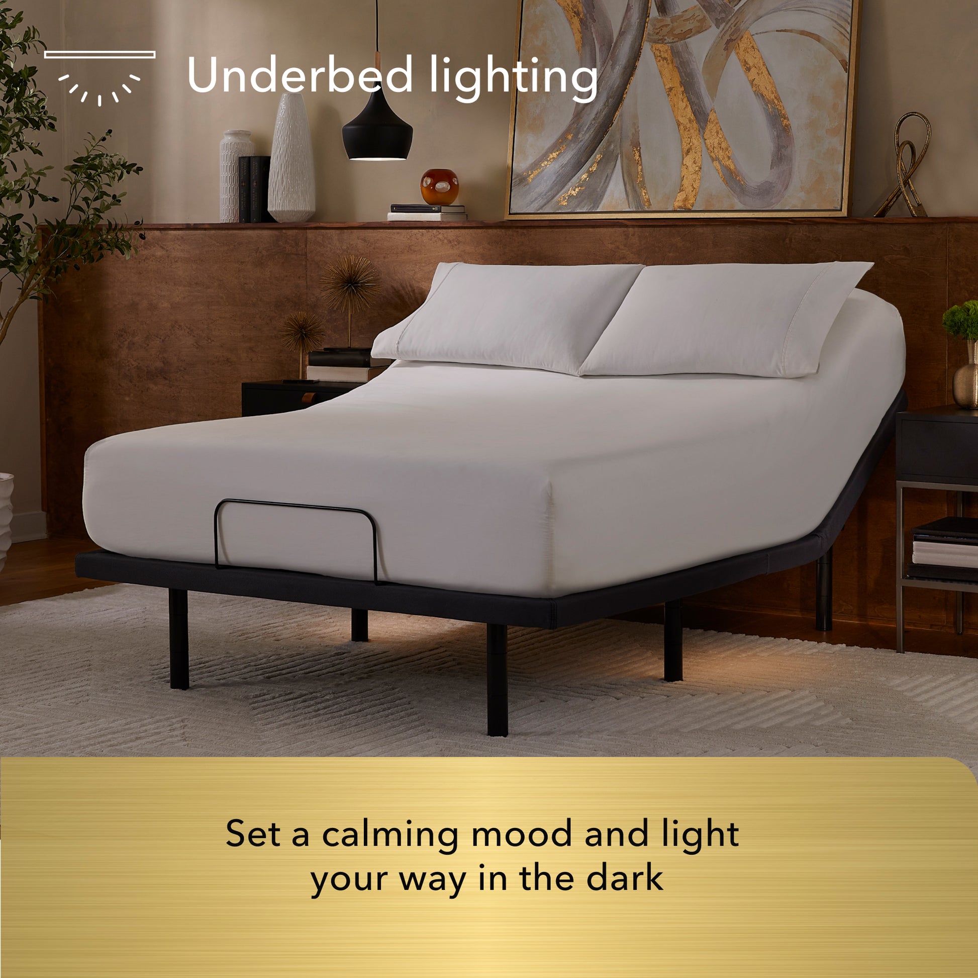 baselogic Gold Adjustable Bed Base - Underbed lighting feature details