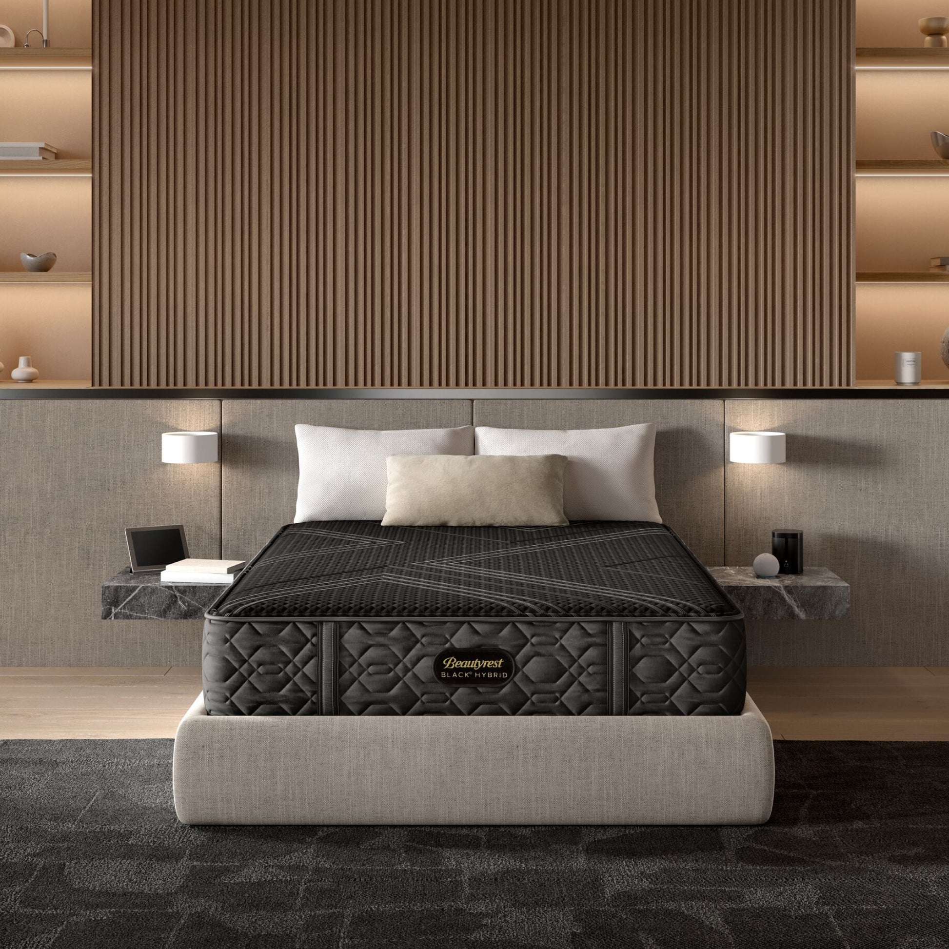 Beautyrest Black Series One Firm Hybrid Mattress In Room