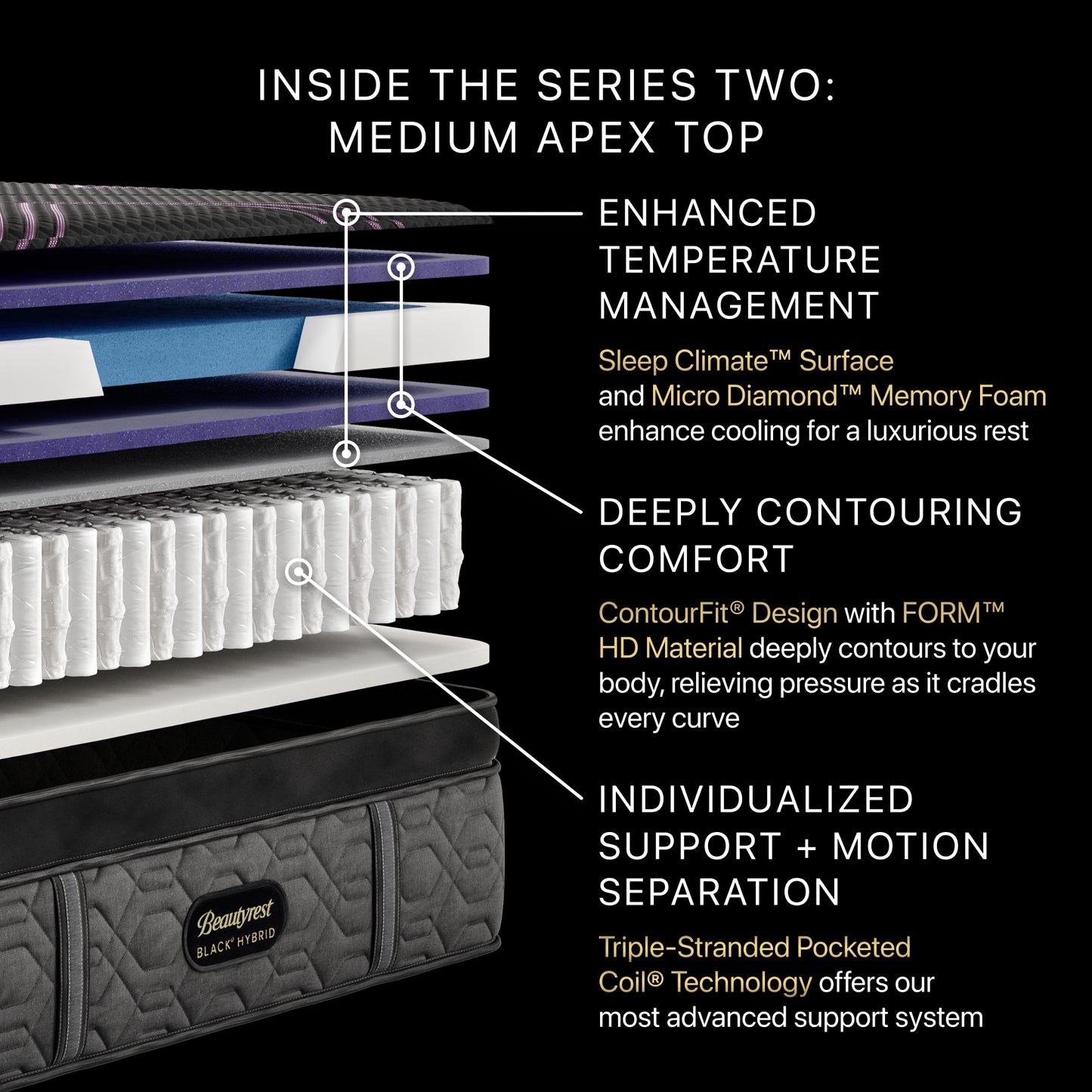 Beautyrest Black Series Two Medium Apex Top Hybrid Mattress Cutaway Detail