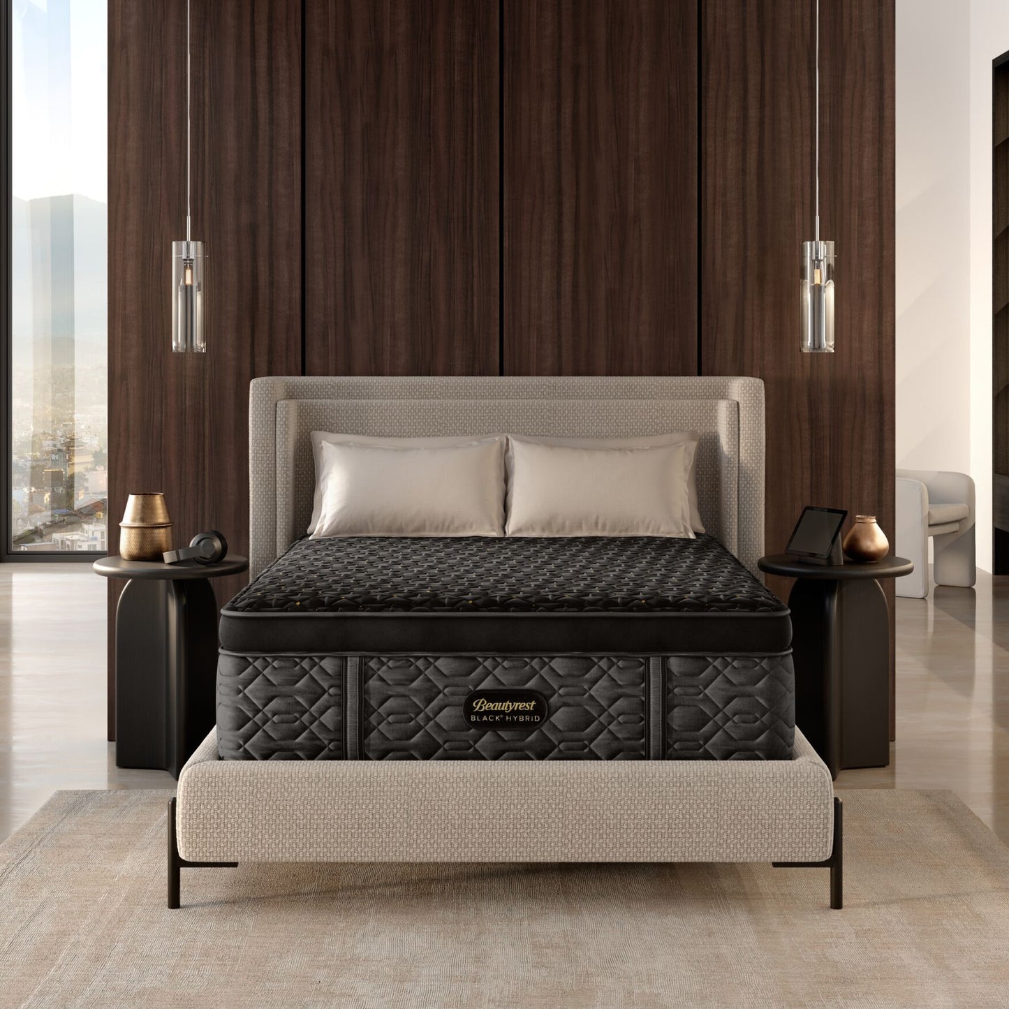 Beautyrest Black Series Four Plush Apex Top Hybrid Mattress In Room