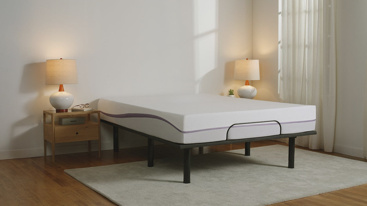 Purple Adjustable Bed Base adjusting articulation video.