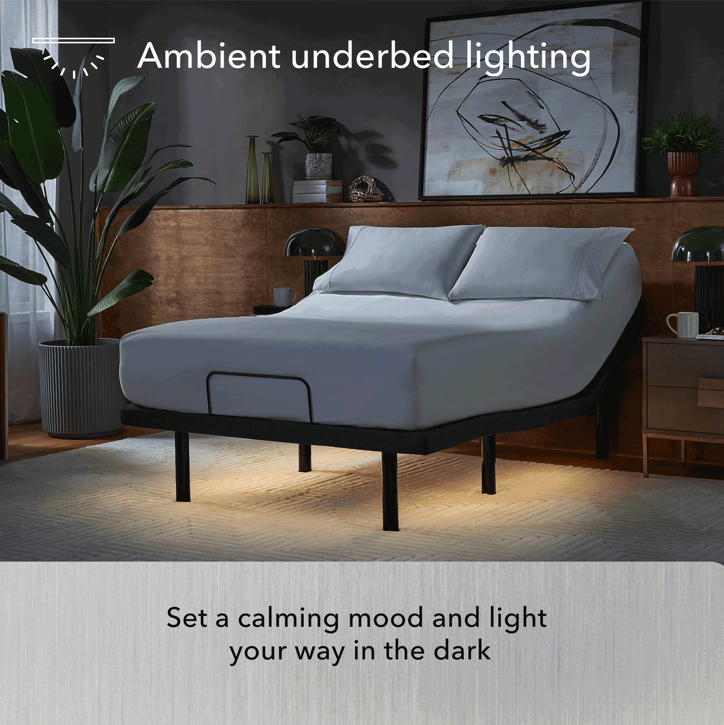 baselogic Platinum Adjustable Bed Base - Ambient underbed lighting feature details