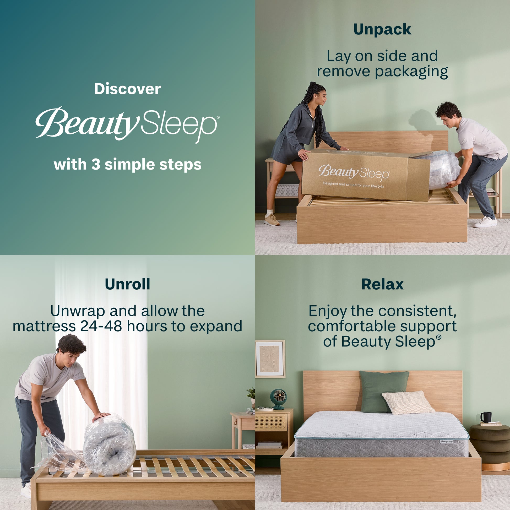 BeautySleep Simple Escape Medium Hybrid Mattress Unpacking Steps